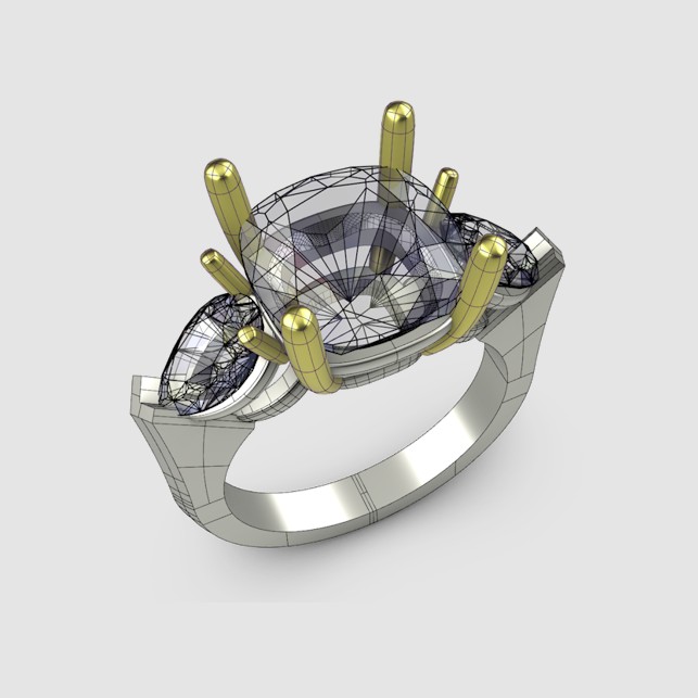 Digital rendering of a custom engagement ring